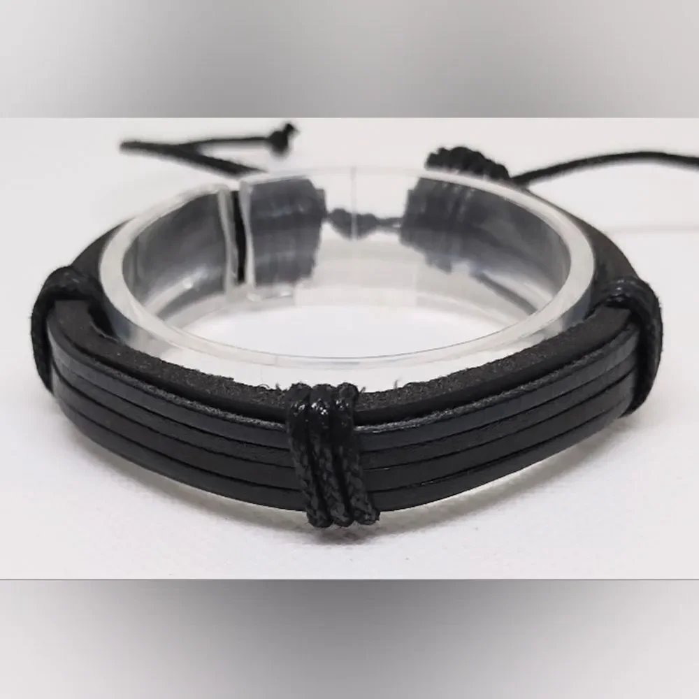 Men's bracelet leather black new e54‎